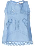 Semicouture Embroidered Tank Top - Blue