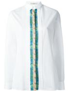 Etro Front Brocade Detail Pleat Shirt, Women's, Size: 40, White, Cotton