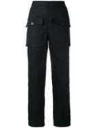 Chloé - Sailor Button Straight Leg Trousers - Women - Cotton/linen/flax - 40, Blue, Cotton/linen/flax