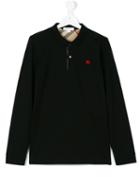 Burberry Kids - Longsleeved Polo Shirt - Kids - Cotton - 14 Yrs, Black