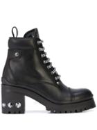 Miu Miu Rhinestone Embellished Hiking-style Boots - Black