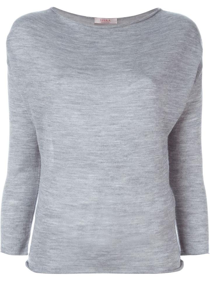 Liska Boat Neck Sweater, Women's, Size: Medium, Grey, Silk/cashmere/merino