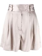 Styland Pleated Wide-leg Shorts - Neutrals