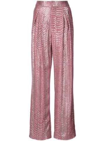 Nellie Partow Metallic Wide Leg Trousers - Pink & Purple