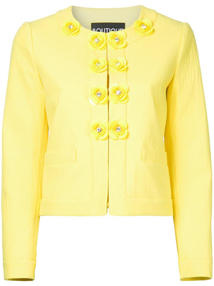 Boutique Moschino Floral Buttons Jacket, Women's, Size: 44, Yellow/orange, Cotton/other Fibres