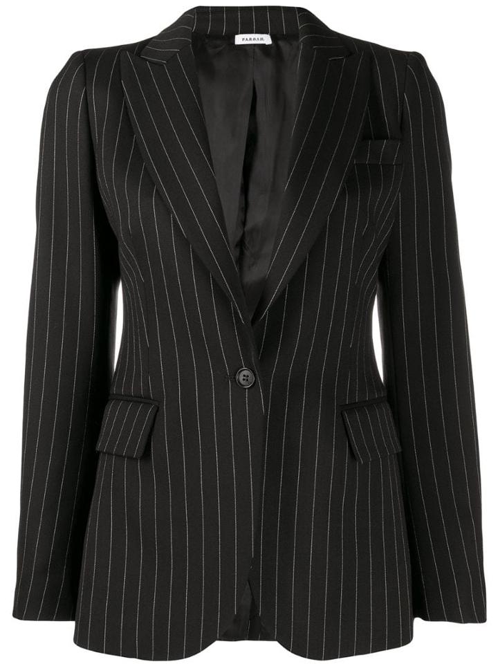 P.a.r.o.s.h. Striped Single-breasted Blazer - Black