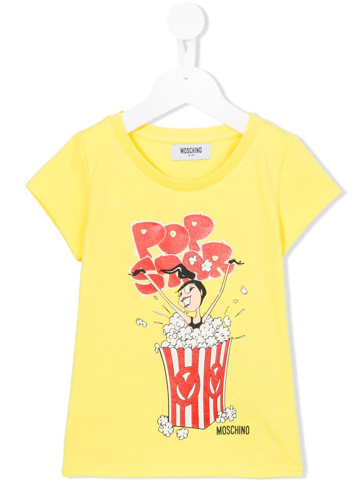 Moschino Kids Popcorn Print T-shirt, Size: 6 Yrs, Yellow/orange