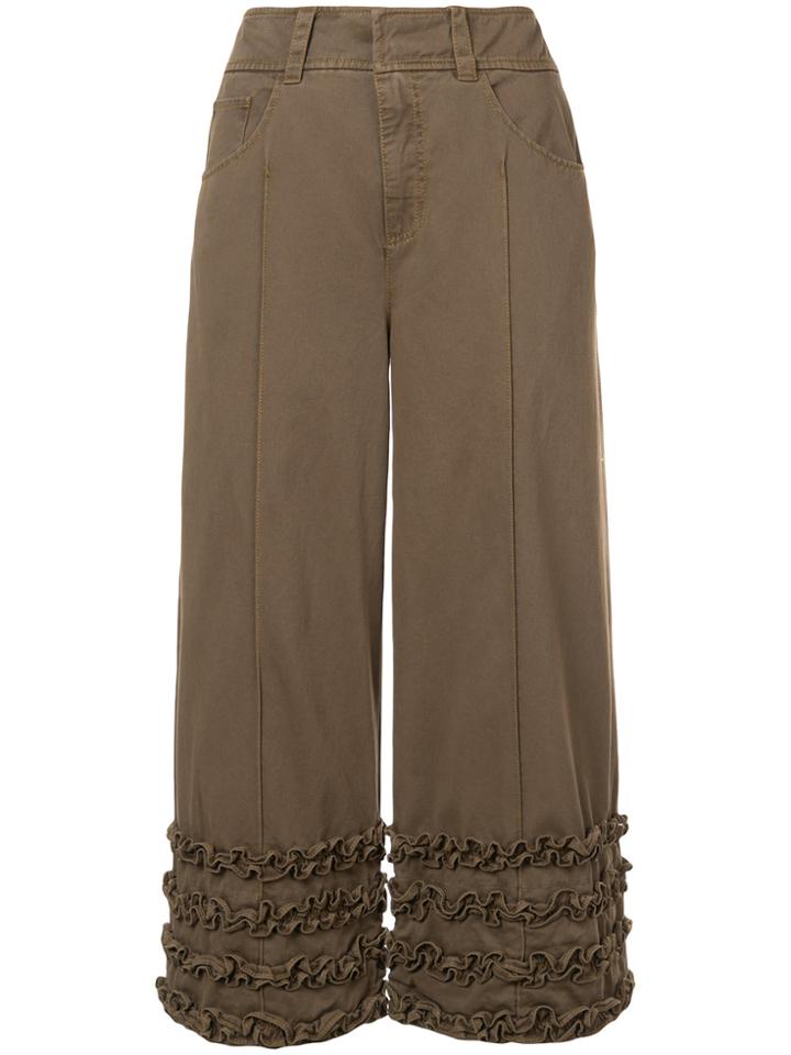 Cinq A Sept Frill Hem Culottes - Green