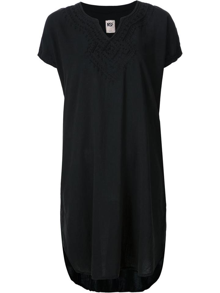 Nsf Embroidered Dress, Women's, Size: S, Black, Tencel