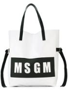 Msgm - Logo Print Tote - Women - Calf Leather/pvc - One Size, White, Calf Leather/pvc