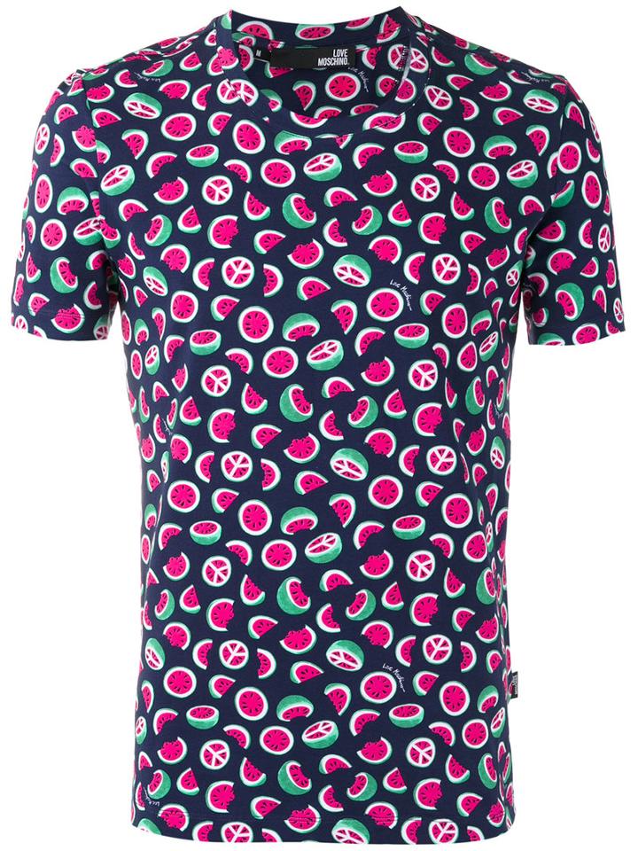 Love Moschino - Watermelon Print T-shirt - Men - Cotton/spandex/elastane - S, Black, Cotton/spandex/elastane