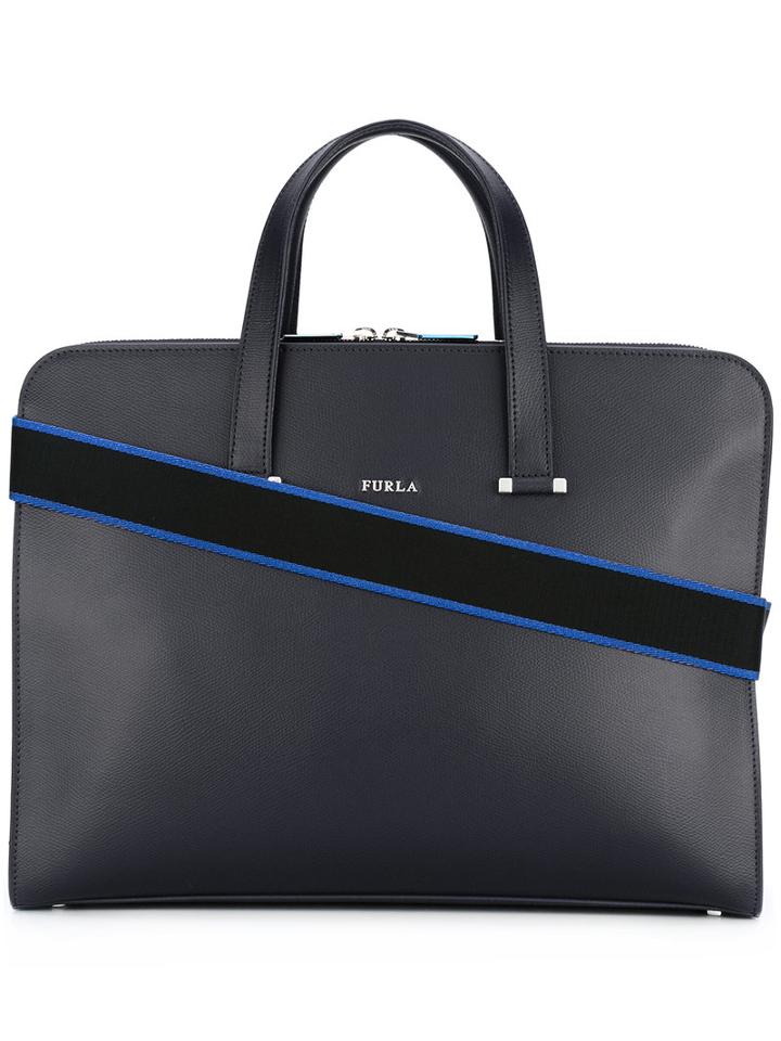 Furla - Vulcano Business Tote - Men - Calf Leather - One Size, Blue, Calf Leather