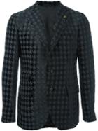 Gabriele Pasini Houndstooth Blazer, Men's, Size: 46, Black, Nylon/cupro/viscose/wool