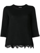 Twin-set Lace Trim Sweater - Black