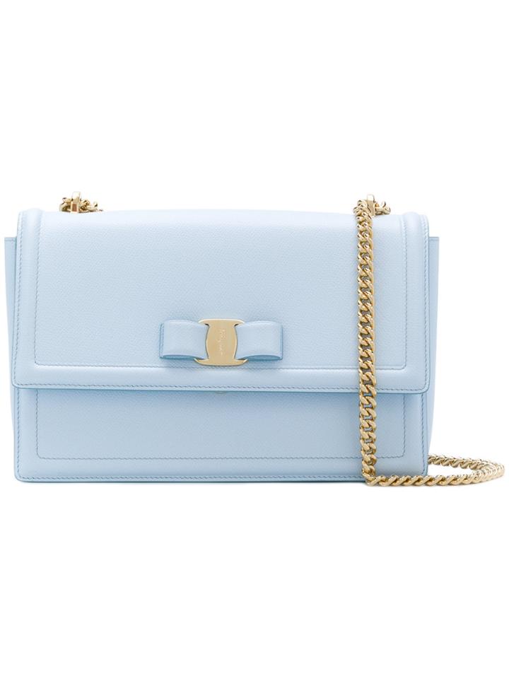 Salvatore Ferragamo Bow Front Shoulder Bag - Blue