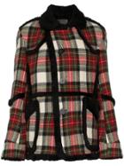 R13 Oversized Check Shearling Wool Coat - Multicolour