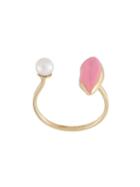 Delfina Delettrez Lips Piercing Ring, Women's, Size: 53, Pink/purple, Pearls/enamel/9kt Gold