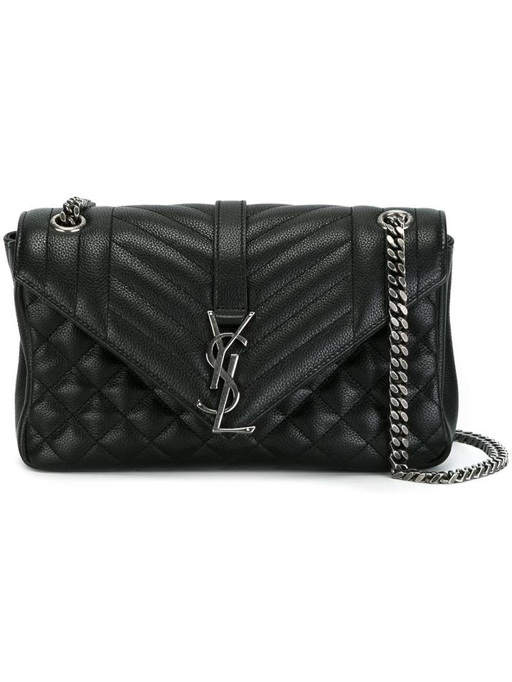Saint Laurent Small Monogram Collège Satchel Bag, Women's, Black, Leather