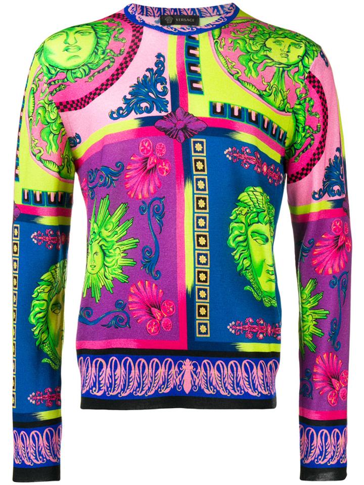 Versace Medusa Pop Foulard Sweater - Pink & Purple