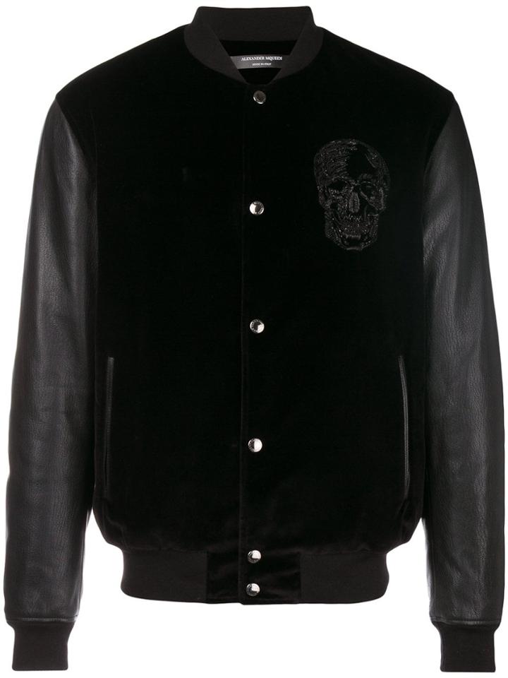 Alexander Mcqueen Sequin Embellished Skull Bomber Jacket - Black