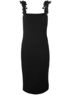Cavalli Class Leaves Motif Straps Dress, Women's, Size: 44, Black, Polyester/spandex/elastane/viscose/polyamide