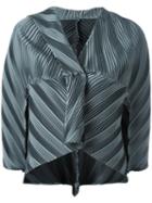 Issey Miyake - Three-quarters Sleeve Pleated Jacket - Women - Polyester - 2, Women's, Grey, Polyester