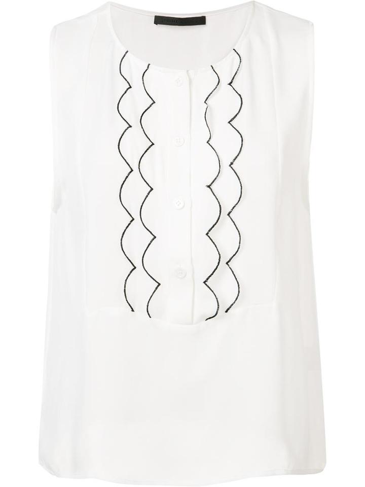 Jenni Kayne Scalloped Panel Blouse, Women's, Size: Large, White, Silk