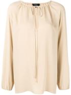 Theory Tied Neck Blouse - Neutrals