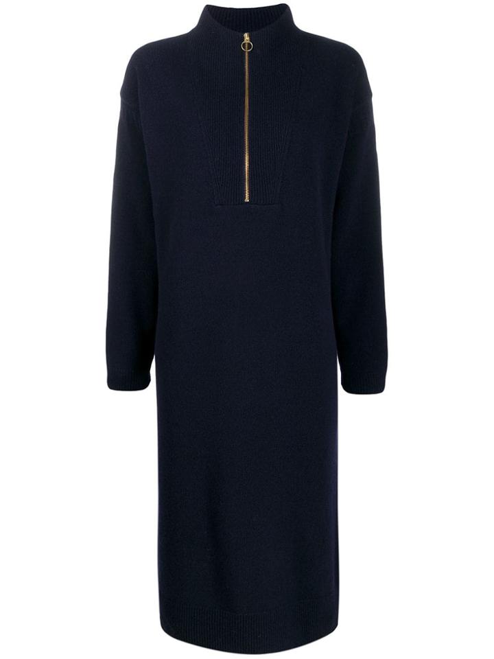 Closed Zipped Sweater Dress - Blue