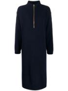 Closed Zipped Sweater Dress - Blue