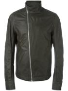 Rick Owens Funnel Neck Jacket, Men's, Size: 50, Grey, Calf Leather/cotton/cupro