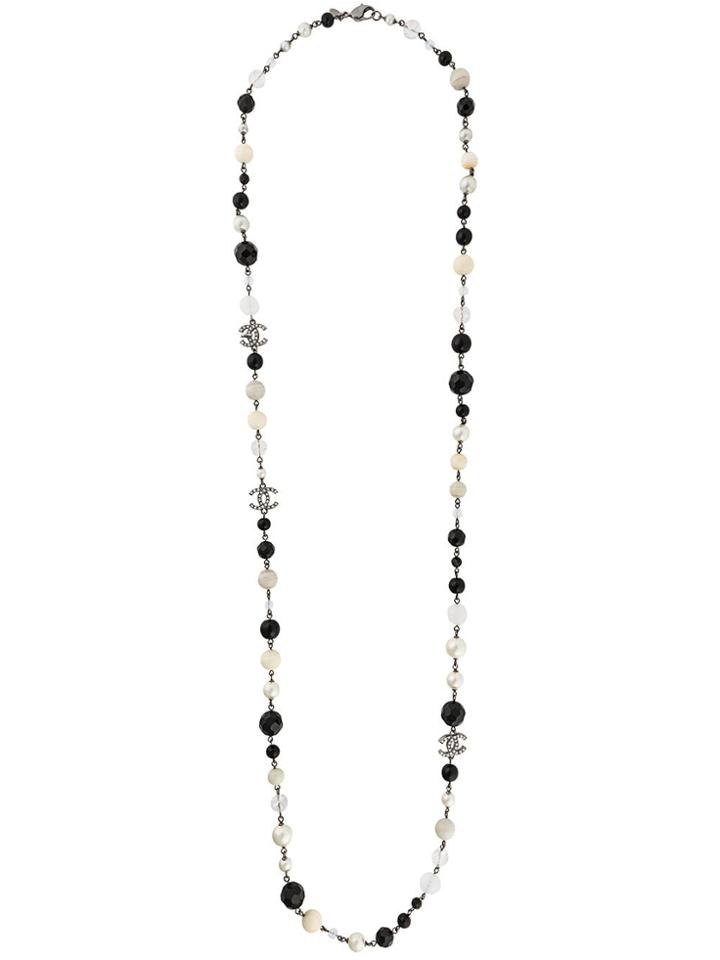 Chanel Vintage Pearl Embellished Necklace - Black