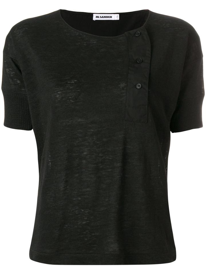 Jil Sander Off-centre Button T-shirt - Black