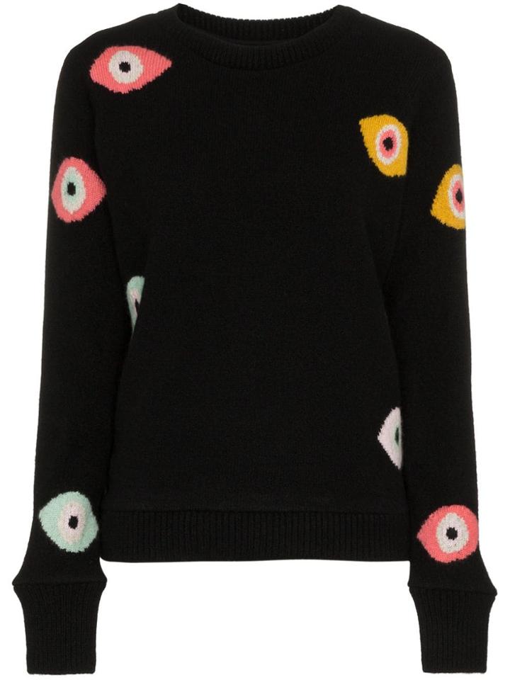 The Elder Statesman Eye Intarsia Knitted Cashmere Jumper - Black