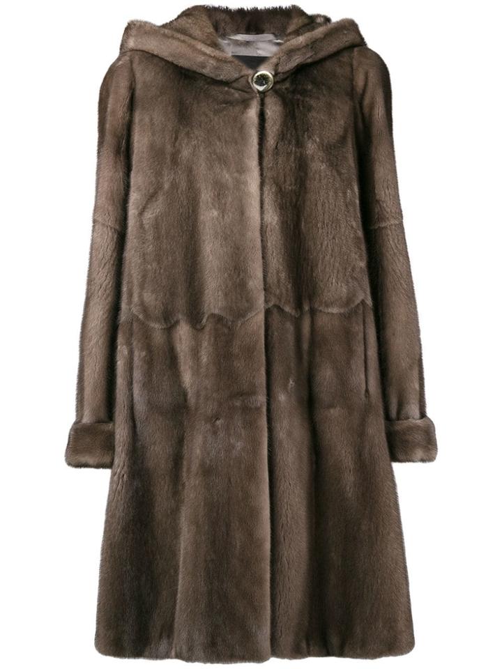 Liska Dier Hooded Fur Coat - Grey