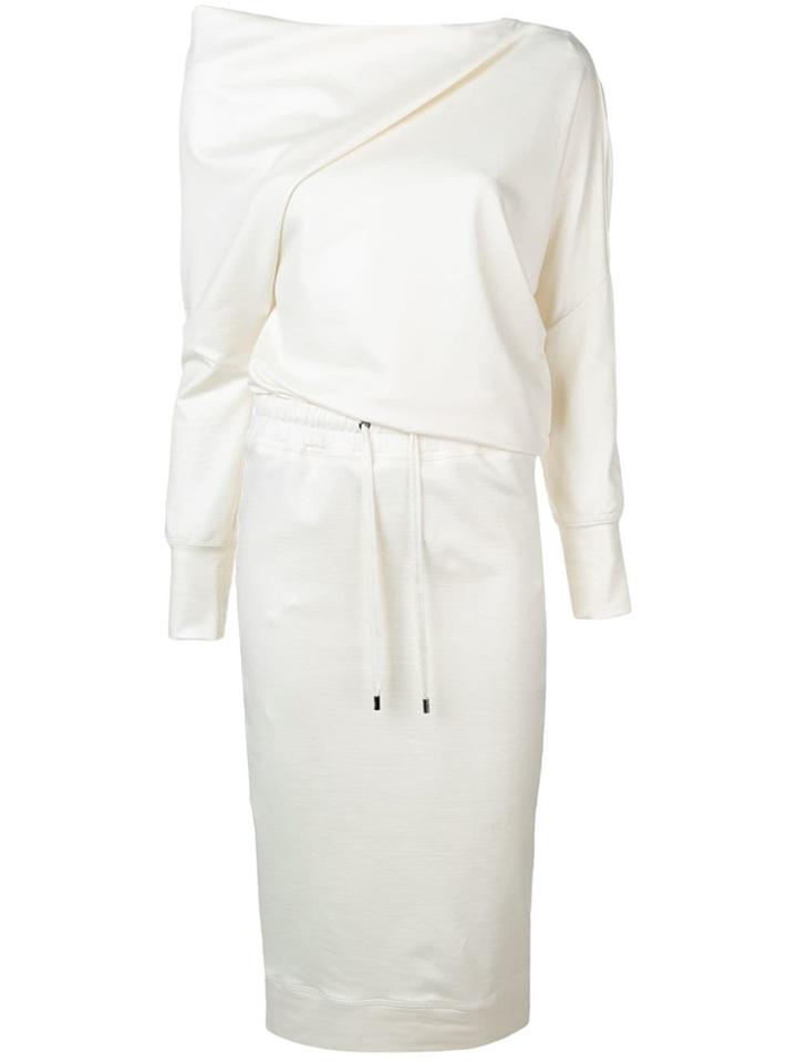 Tom Ford Square Shoulder Sweatshirt Dress - White
