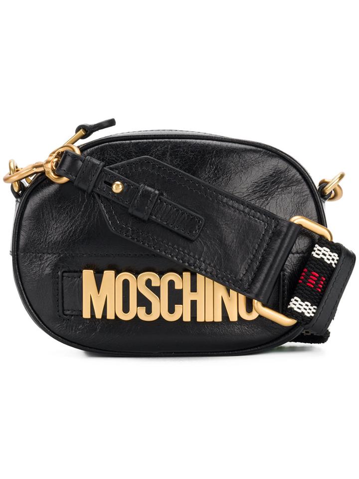Moschino Logo Plaque Oval Bag - Black