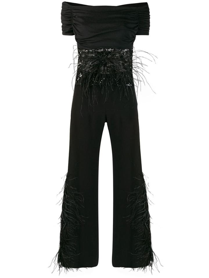 Valentino Vintage Feather Embellished Trousers & Top - Black