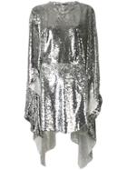 Paula Knorr Sequinned Party Dress With Cape - Silver