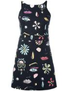 Boutique Moschino Vanity Print Dress, Women's, Size: 42, Black, Cotton/other Fibers/polyester