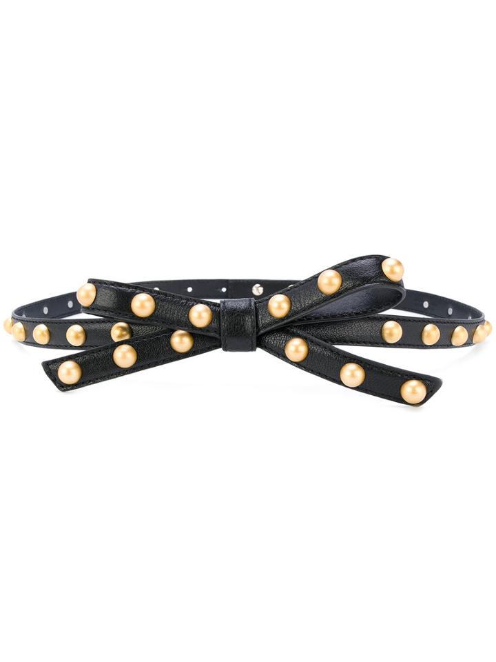 Philosophy Di Lorenzo Serafini - Dome Stud Bow Belt - Women - Calf Leather/metal - M, Black, Calf Leather/metal