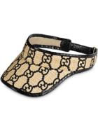 Gucci Gg Visor With Snakeskin - Neutrals