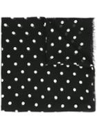 Saint Laurent Polka Dot Print Scarf, Women's, Black, Cashmere/silk