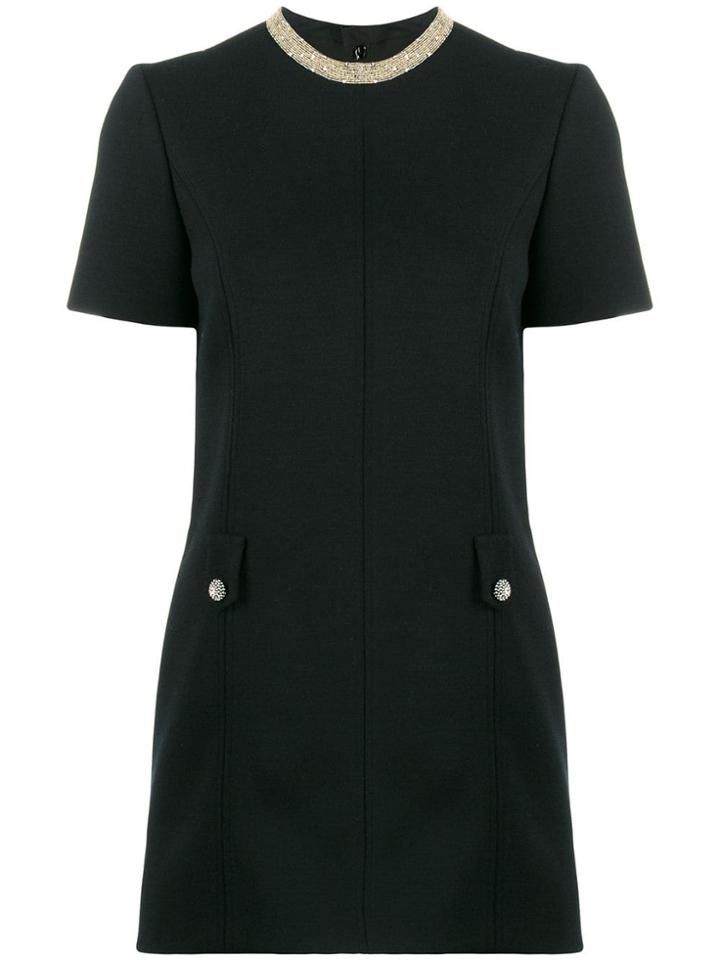 Saint Laurent Bead Trim Mini Dress - Black