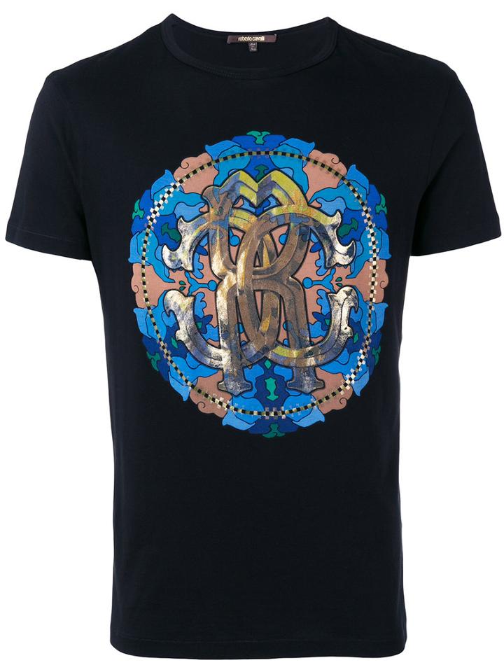 Roberto Cavalli Circle Print T-shirt, Men's, Size: Xl, Black, Cotton