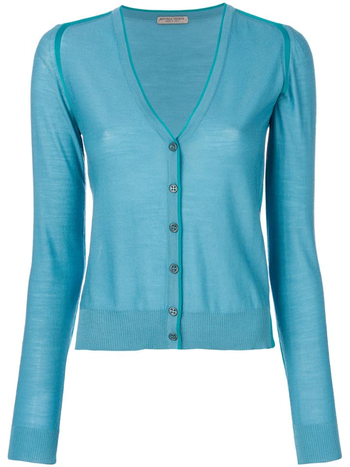 Bottega Veneta Contrast Lined Cardigan - Blue