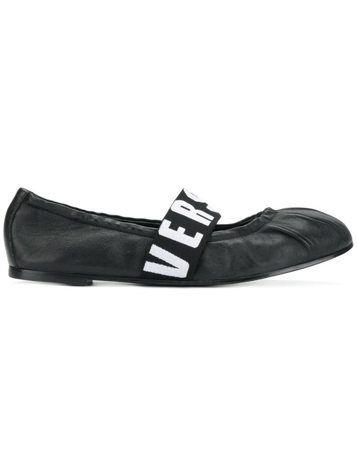 Versus Logo Band Ballerinas - Black