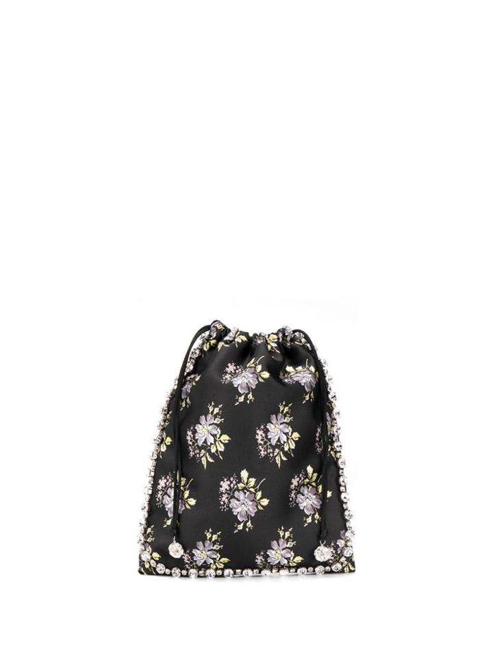 Ca & Lou Ballerina Floral Drawstring Clutch - Black