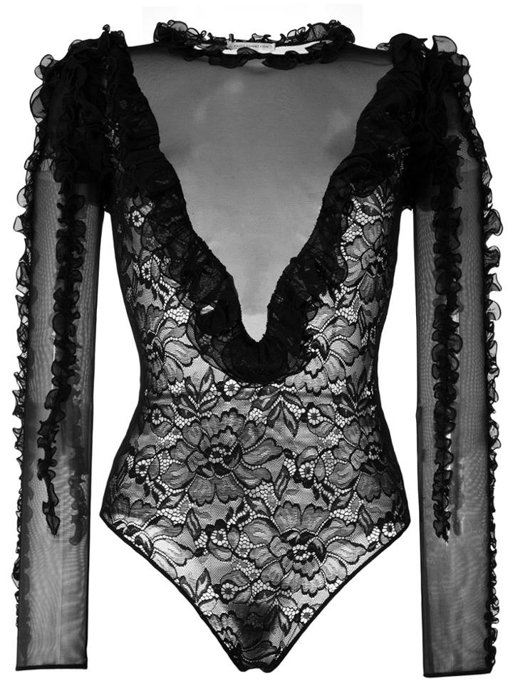 Faith Connexion Sheer Embroidered Bodie - Black