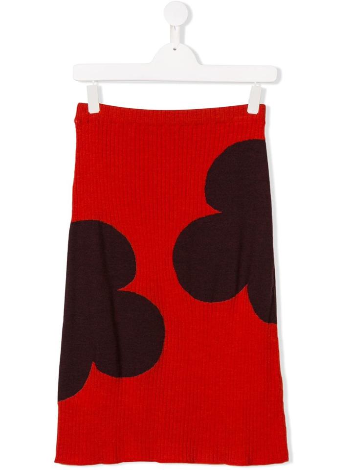 Marni Kids Teen Floral Print Ribbed Skirt - Red